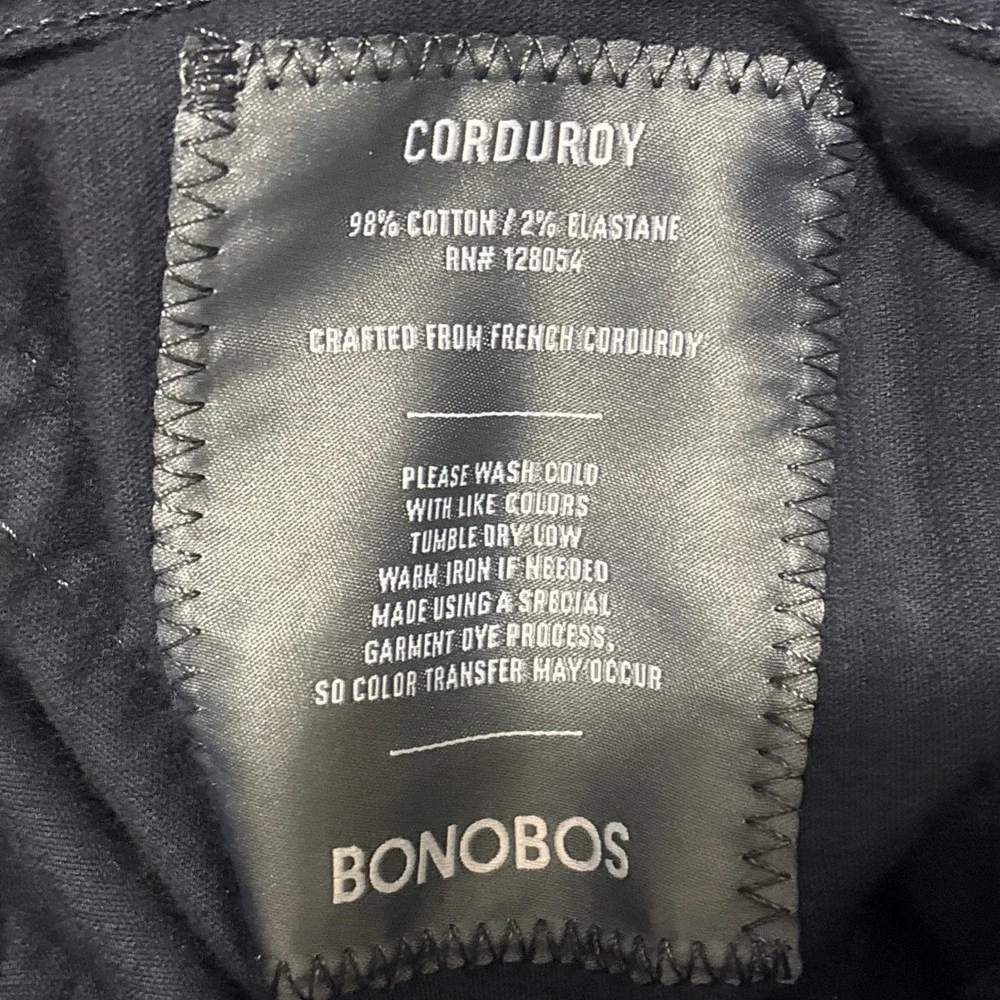 Bonobos Corduroy Pants Mens 35x34 Navy Blue Tailored Straight Chino French
